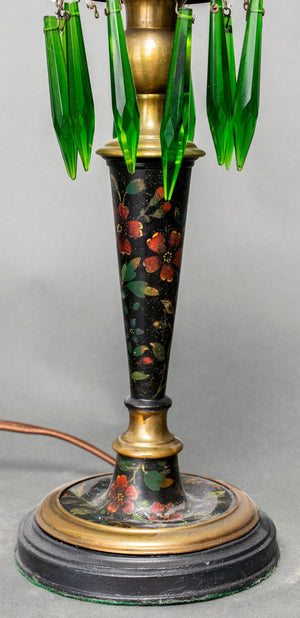 English Painted Green Glass Luster Lamps (7004137160861)