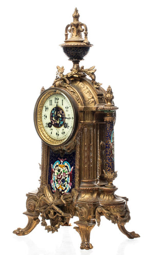 Rococo Revival Gilt Bronze & Enamel Mantel Clock (7004154003613)