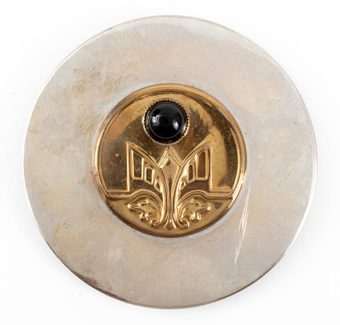 Mid-Century Two-Tone Base Metal Onyx Disc Buckle