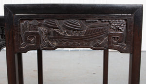 Chinese Carved Ebonized Nesting Tables, Set of 3 (7036687745181)