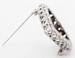 Modern Palladium Diamond Heart Brooch / Pin (7279090729117)