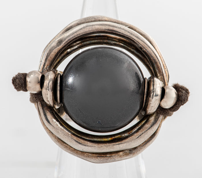 UNO de 50 Silver Plated Faux Black Pearl Ring