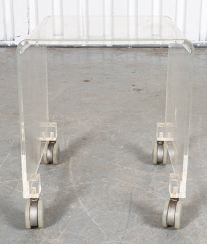 Modern Lucite Waterfall Side Table on Casters (7219401457821)