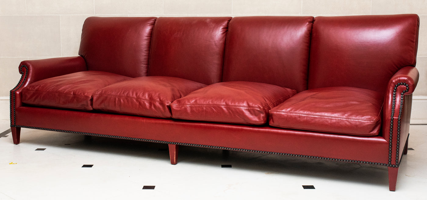 Modern Red Leather Custom Sofa – Showplace