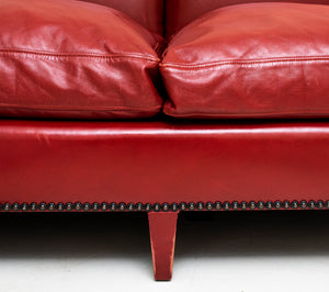 Modern Red Leather Custom Sofa (7226229063837)