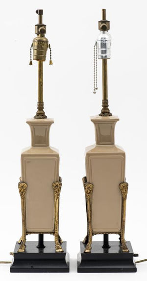 Pair of Neoclassical Revival Ceramic Table Lamps (7298668232861)