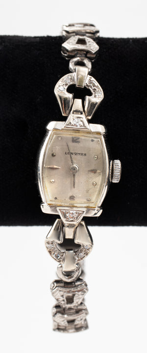Longines 14K White Gold Diamond Ladies Watch (7323311898781)