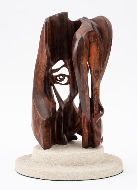 Modern Wood Carved Sculpture Depicting Face in Abstract Shapes, Wood  Sculpture 