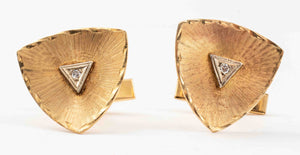 Vintage 14K Gold Triangular Diamond Cufflinks (7368155037853)