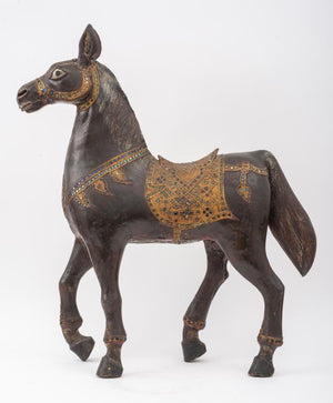 Indian Painted and Inlaid Wood Horse Carving (7327471075485)