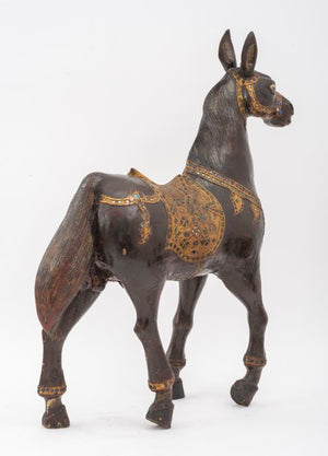 Indian Painted and Inlaid Wood Horse Carving (7327471075485)