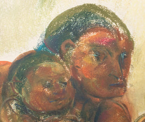 Eugene Gauss Nude Mother and Child Pastel on Paper (7489554579613)