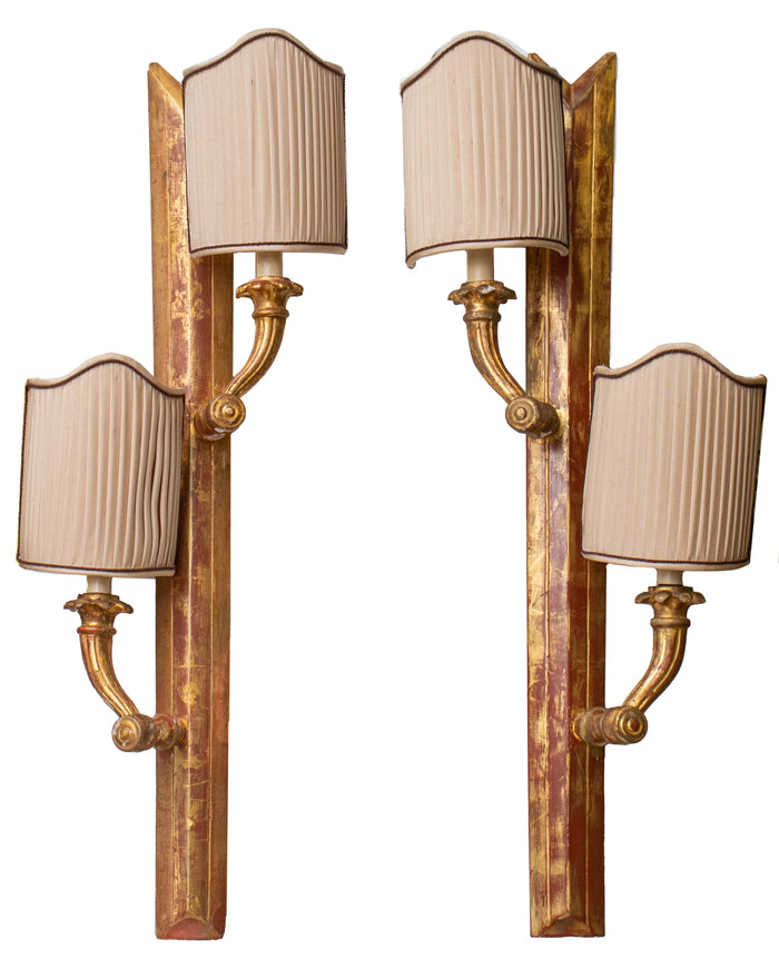 Pair of Neoclassical Manner Giltwood Wall Sconces