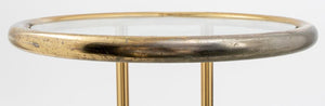 Modernist Brass and Glass Round Tubular Side Table (7365796855965)