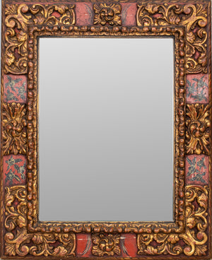 Southeast Asian Red-ground & Parcel-Gilt Mirror (7366779469981)