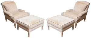 Upholstered Armchairs With Matching Ottomans, Pr (7410123899037)