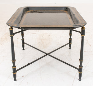 Italian Lacquered Black & Gold Tray Table (7489712095389)