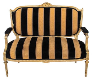 Louis XVI Style Gold-Painted Settee (7498436411549)