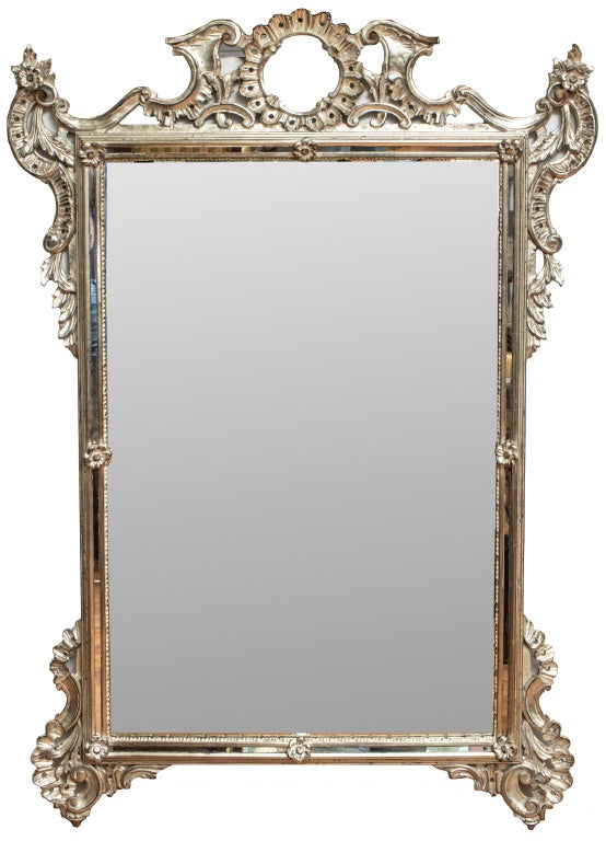 Venetian Style Silvered Wood Mirror