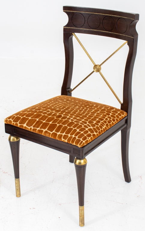 Riya Hollywood Regency Cream Upholstered Oval Back Dining Side Chair