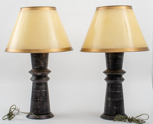 Pair of Modern Black Ceramic Table Lamps (7437634306205)