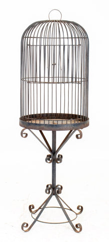 Victorian Wire Birdcage on Figural Stand