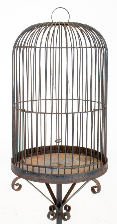 Sold at Auction: Vintage Brass Bird Cage With Matching Stand