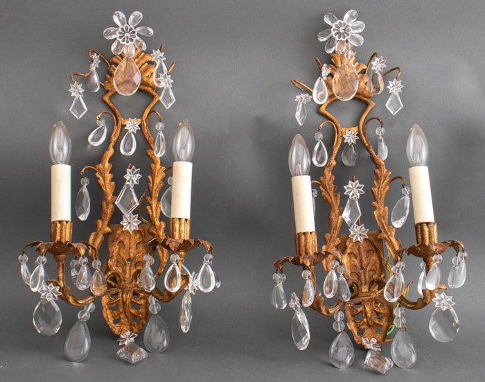 Hollywood Regency Italian Rococo 2-Light Sconces