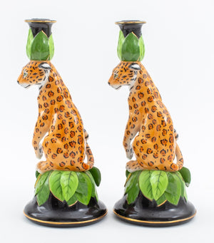 Pair of Lynn Chase "Jaguar Jungle" Candlesticks (7590307266717)