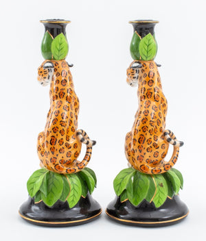 Pair of Lynn Chase "Jaguar Jungle" Candlesticks (7590307266717)