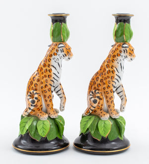 Pair of Lynn Chase "Jaguar Jungle" Candlesticks (7590307266717)