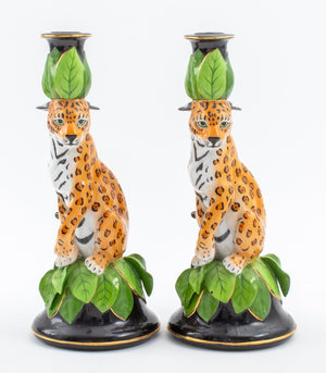 Pair of Lynn Chase "Jaguar Jungle" Candlesticks (7590307266717)