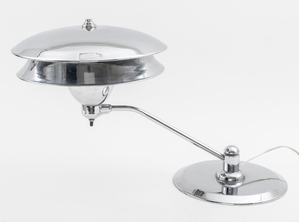 Art Deco Chrome Metal Table Lamp –