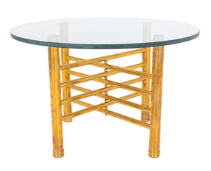 Modernist Glass and Brass Occasional Table (8043117314355)