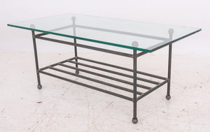 Industrial Style Wrought Iron and Glass Low Table (8006193316147)