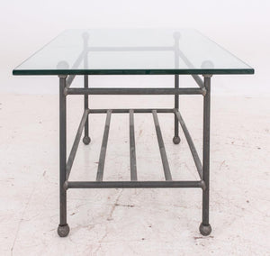 Industrial Style Wrought Iron and Glass Low Table (8006193316147)