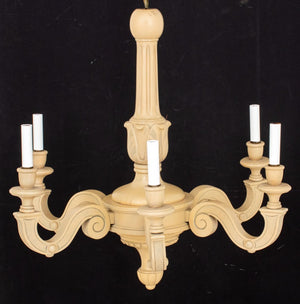 Greige-Decorated Wooden Six Light Chandelier (8052385743155)