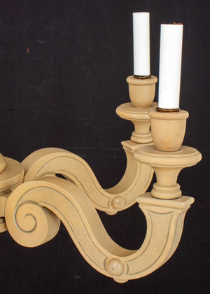 Greige-Decorated Wooden Six Light Chandelier (8052385743155)