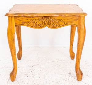 French Provincial Style Carved Oak Side Table (8052316438835)