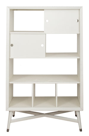 Mid-Century Style White Lacquered Bookcase (8047169438003)