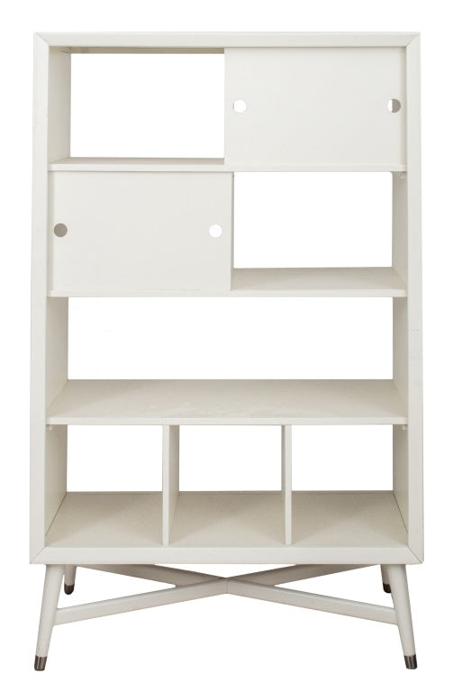 Mid-Century Style White Lacquered Bookcase