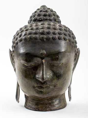 Southeast Asian Patinated Bronze Buddha Head