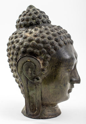 Southeast Asian Patinated Bronze Buddha Head (8092426240307)