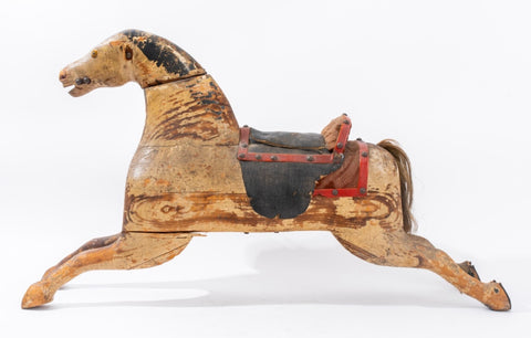 Painted Carved Wood Rocking Horse, 19th C.