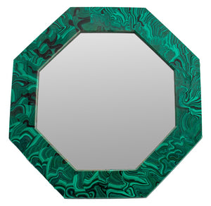 Hollywood Regency Faux Malachite Octagonal Mirror (8158520541491)