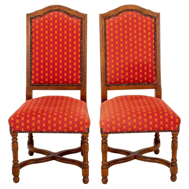 French Louis XIII Style Upholstered Side Chair, 2 – Showplace