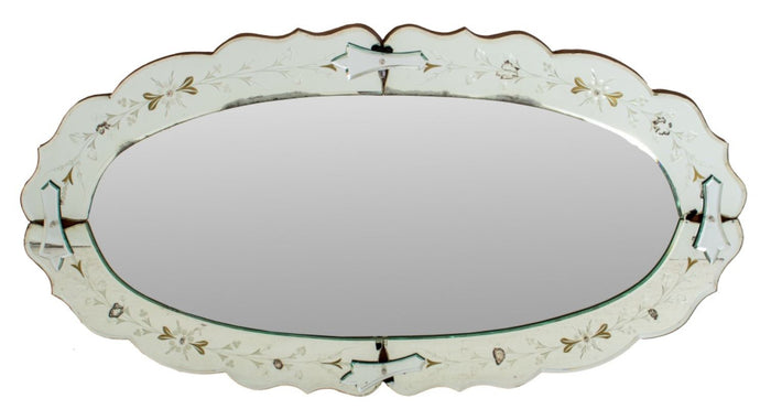 Venetian Style Oval Etched Wall Mirror