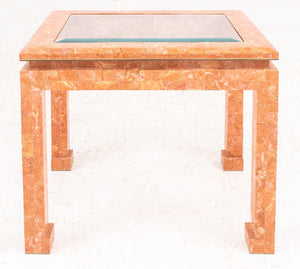 Karl Springer Style Tessellated Pink Marble Table (8180691501363)