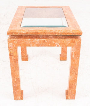 Karl Springer Style Tessellated Pink Marble Table (8180691501363)