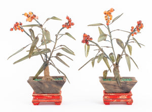 Chinese Hardstone Sea Buckthorn Bushes, Pair (8158285791539)